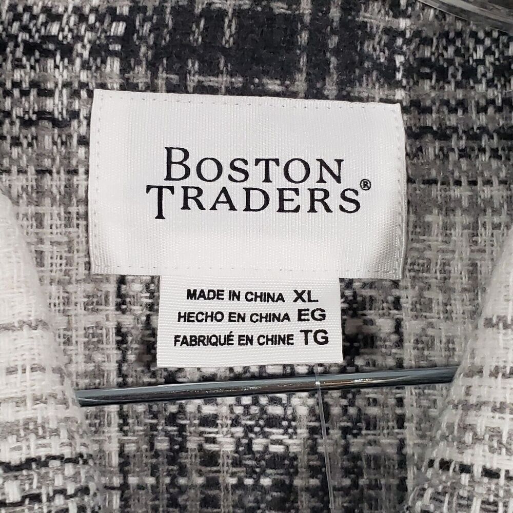 Boston Traders Shirt‎ Jacket Women's Size XL Plaid Gray Button Up NEW - Picture 7 of 11